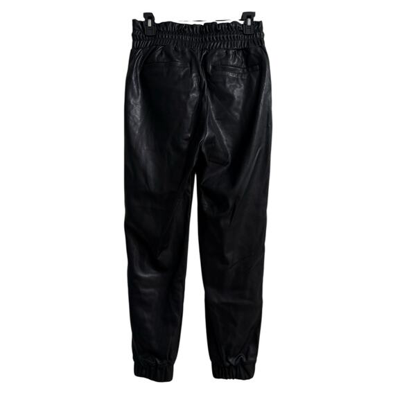 7 For All Mankind Black Faux Leather Joggers Elastic Waist Versatile Small - Picture 9 of 9